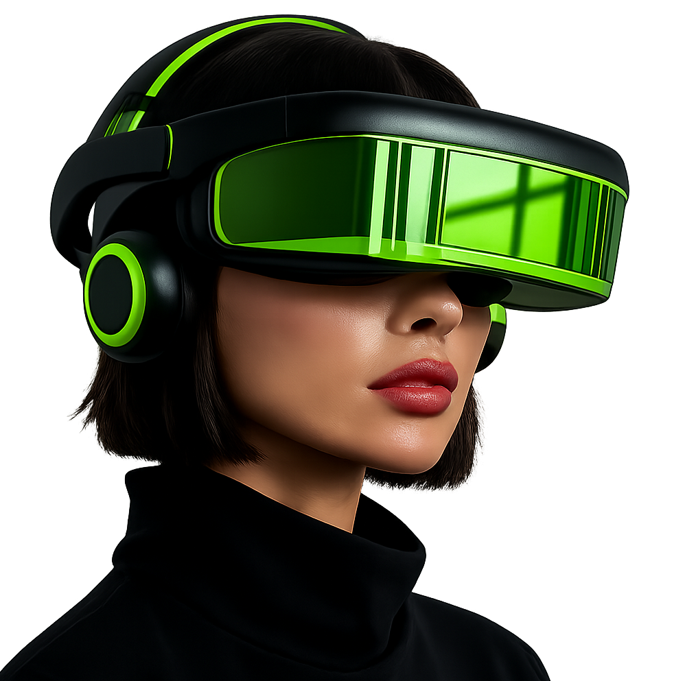 Human wearing RealVoid VR headset